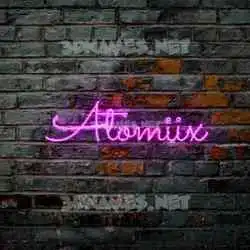 atomiix in Pink Neon style - 3D name wallpaper