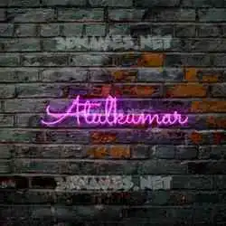 atulkumar in Pink Neon style - 3D name wallpaper