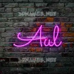 aul in Pink Neon style - 3D name wallpaper