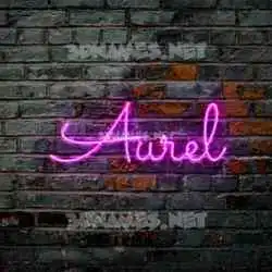 aurel in Pink Neon style - 3D name wallpaper