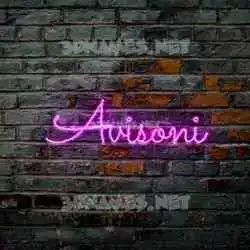 avisoni in Pink Neon style - 3D name wallpaper
