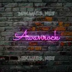 awanrock in Pink Neon style - 3D name wallpaper