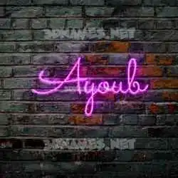 ayoub in Pink Neon style - 3D name wallpaper