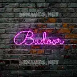 badoor in Pink Neon style - 3D name wallpaper