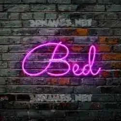 bed in Pink Neon style - 3D name wallpaper