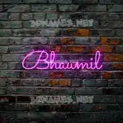 bhaumil in Pink Neon style - 3D name wallpaper