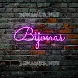 bijonas in Pink Neon style - 3D name wallpaper