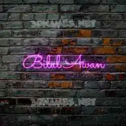 bilal awan in Pink Neon style - 3D name wallpaper