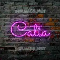 catia in Pink Neon style - 3D name wallpaper