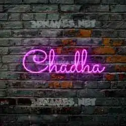 chadha in Pink Neon style - 3D name wallpaper