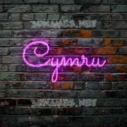 cymru in Pink Neon style - 3D name wallpaper