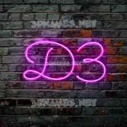 d3 in Pink Neon style - 3D name wallpaper