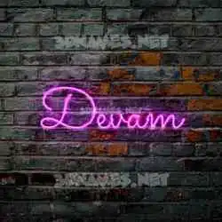 devam in Pink Neon style - 3D name wallpaper