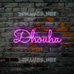 dhouha in Pink Neon style - 3D name wallpaper