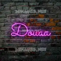 douaa in Pink Neon style - 3D name wallpaper