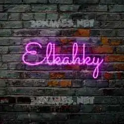 elkahky in Pink Neon style - 3D name wallpaper