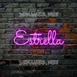 estrella in Pink Neon style - 3D name wallpaper