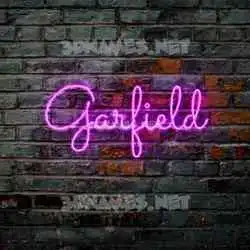 garfield in Pink Neon style - 3D name wallpaper