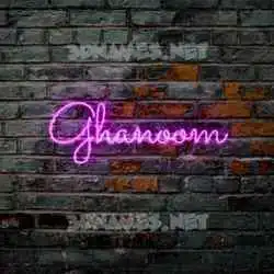 ghanoom in Pink Neon style - 3D name wallpaper
