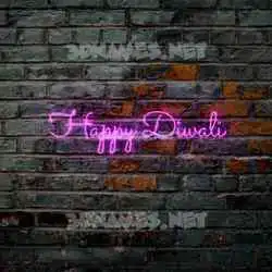 happy diwali in Pink Neon style - 3D name wallpaper