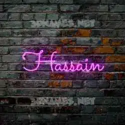 hassain in Pink Neon style - 3D name wallpaper