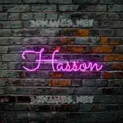 hasson in Pink Neon style - 3D name wallpaper