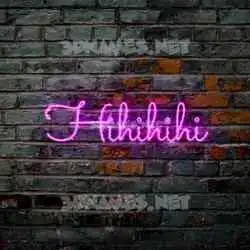 hihihihi in Pink Neon style - 3D name wallpaper