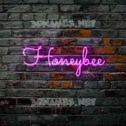 honeybee in Pink Neon style - 3D name wallpaper