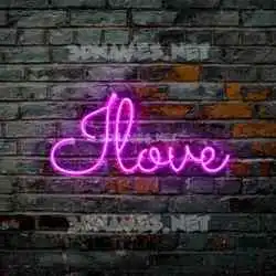 ilove in Pink Neon style - 3D name wallpaper
