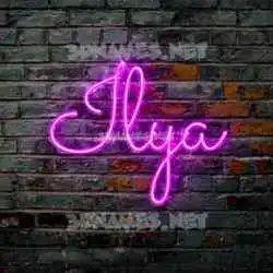 ilya in Pink Neon style - 3D name wallpaper