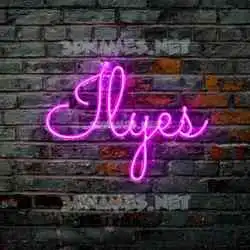 ilyes in Pink Neon style - 3D name wallpaper
