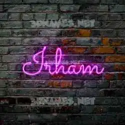irham in Pink Neon style - 3D name wallpaper