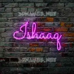 ishaaq in Pink Neon style - 3D name wallpaper