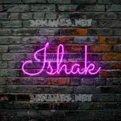ishak in Pink Neon style - 3D name wallpaper
