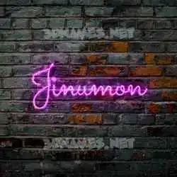 jinumon in Pink Neon style - 3D name wallpaper