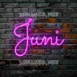 juni in Pink Neon style - 3D name wallpaper