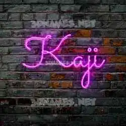 kaji in Pink Neon style - 3D name wallpaper