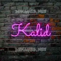 kalid in Pink Neon style - 3D name wallpaper