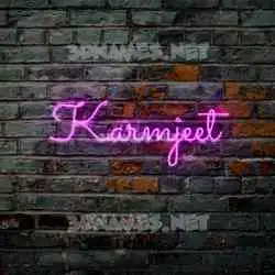 karmjeet in Pink Neon style - 3D name wallpaper