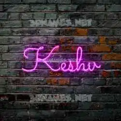 keshv in Pink Neon style - 3D name wallpaper