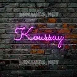 koussay in Pink Neon style - 3D name wallpaper