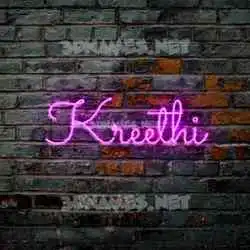 kreethi in Pink Neon style - 3D name wallpaper