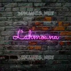 lahmouna in Pink Neon style - 3D name wallpaper