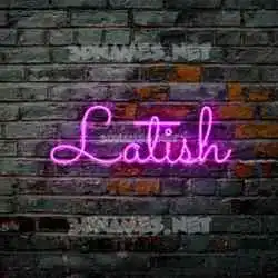 latish in Pink Neon style - 3D name wallpaper