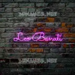 leo banuti in Pink Neon style - 3D name wallpaper