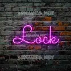 lock in Pink Neon style - 3D name wallpaper