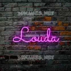 louda in Pink Neon style - 3D name wallpaper