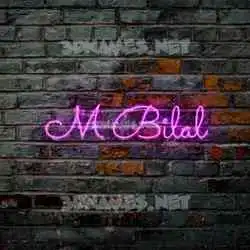 m bilal in Pink Neon style - 3D name wallpaper
