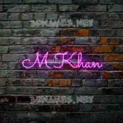 m khan in Pink Neon style - 3D name wallpaper
