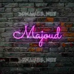 majoud in Pink Neon style - 3D name wallpaper
